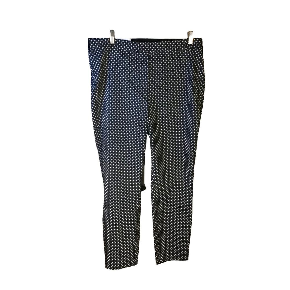 H&M Navy Geometric Print Pull On Ankle Slacks Women’s SZ 14 NWT